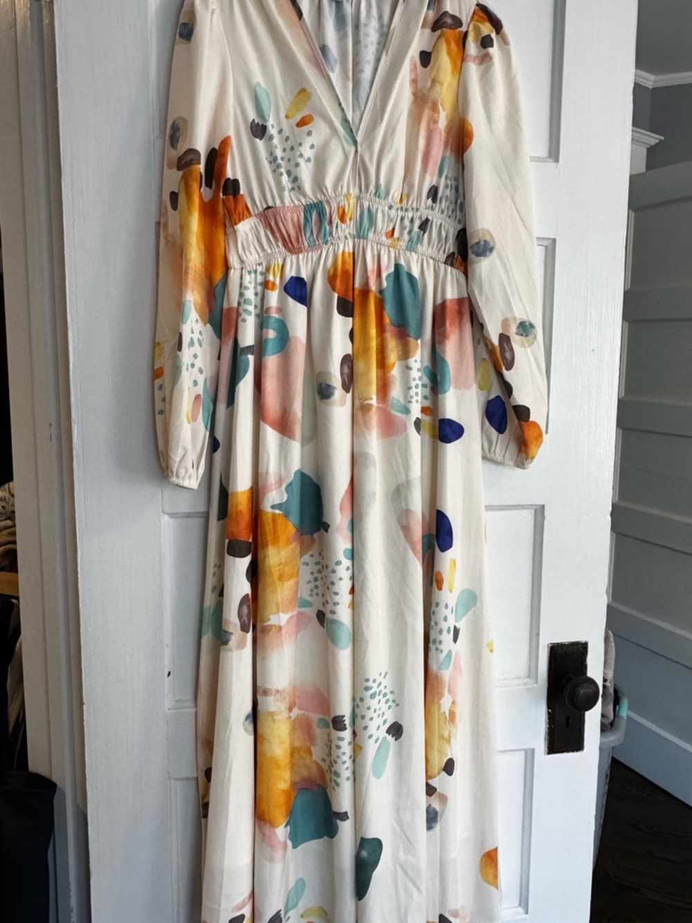 Sissyaki Women's Boho Floral Maxi Dress Long Sleeve Smocked Beach Flowy Dress